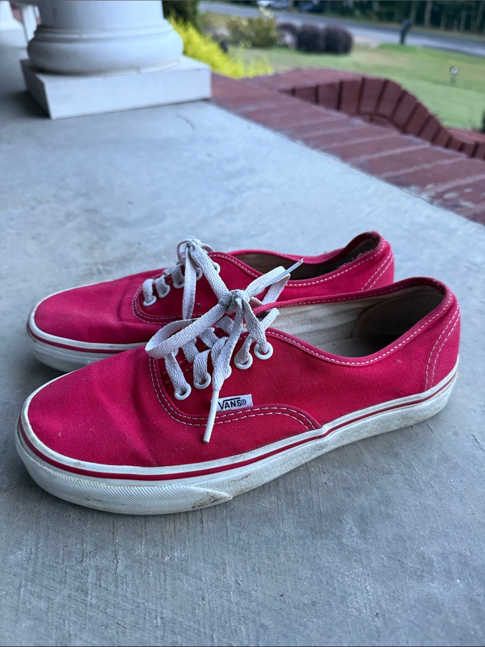Vans Red Canvas Low-Top Sneakers with White Laces